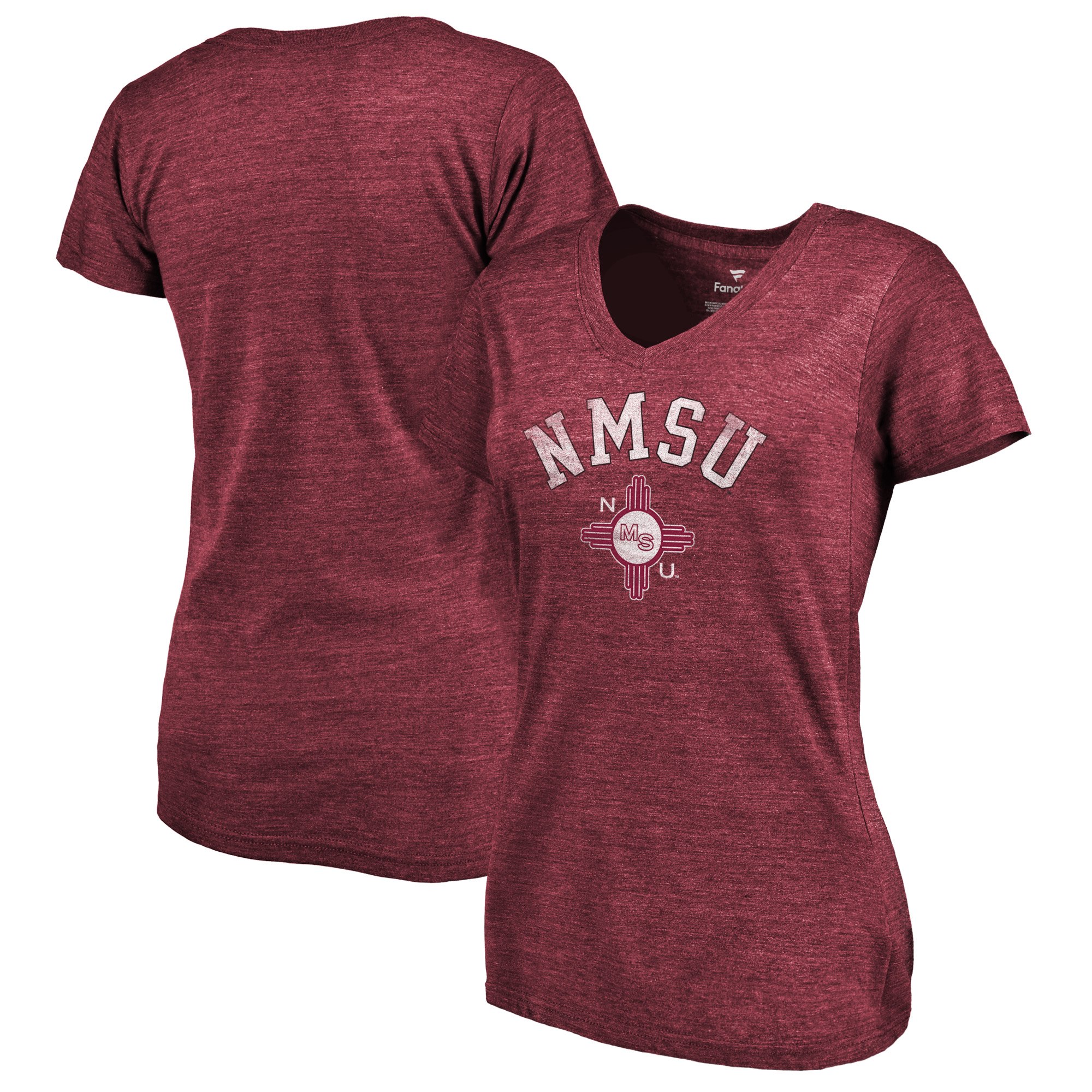 2020 NCAA Fanatics Branded New Mexico State Aggies Women Garnet Vault Arch over Logo TriBlend VNeck TShirt->ncaa t-shirts->Sports Accessory